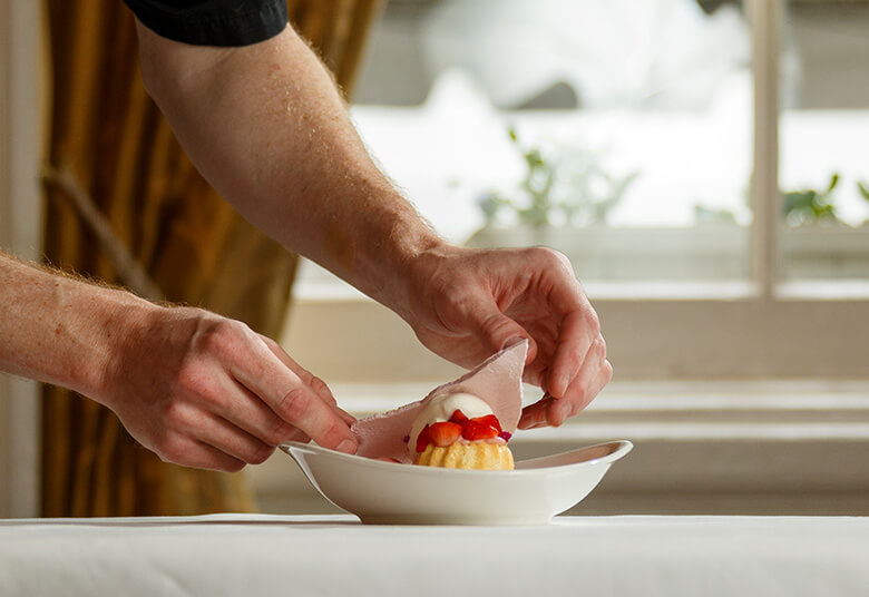 Chef making dessert